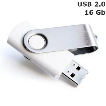 Флешка Твістер пластикова 16 Gb USB 2.0 Белый Серебристый 6087-01