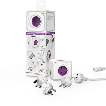 Зарядное устройство USB 'Allocacoc' 'PowerCube ReWirable USB' + 4 розетки и 3 штекера + шнур 1,5м Фиолетовый Белый 1547-01