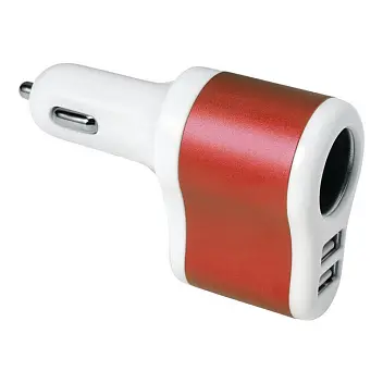 Адаптер питания 2 USB порта Красный 13092-03