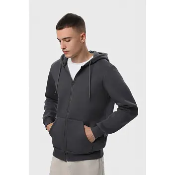 Худи на молнии утепленный 'RAY' 'BASIC' UNISEX Серый 15959-02