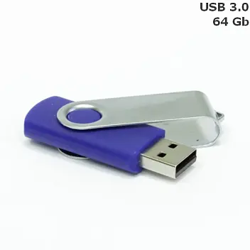 Флешка 'Twister' 64 Gb USB 3.0 Серебристый Темно-синий 14599-86