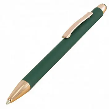 Ручка металева 'GLORIA' soft-touch дзеркальний лого Золотистый Зеленый 15195-05