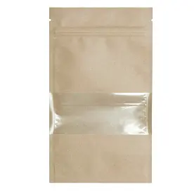 Дой-пак 100х170х30 крафт zip-замок окно (50г кофе)