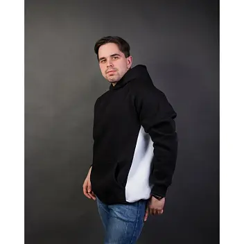 Худи реглан утеплений 'Kufaika' 'Unisex inset' Черный Белый 15528-01