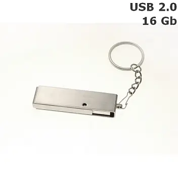 Флешка металлическая 16 Gb USB 2.0 Серебристый 6130-01