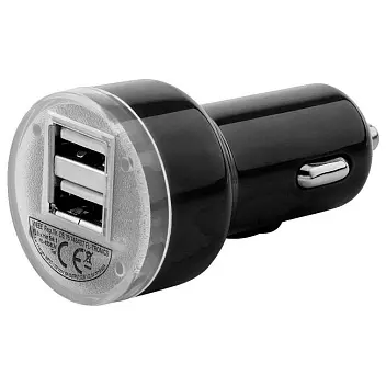 Автомобильная зарядка на 2 USB порта Черный 1578-01