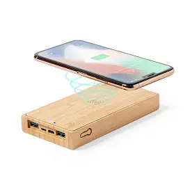 Повербанк PowerBank бездротовий 5W з сонячною зарядкою бамбуковий 10000 mAh