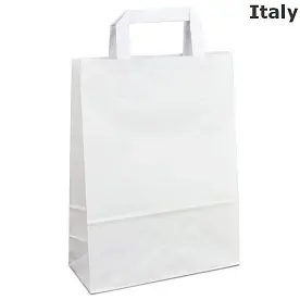 Крафт-пакет 23x10x32 белый с плоскими ручками