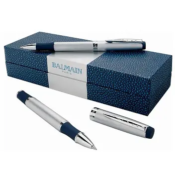 Набір 'Perpignan' кулькова ручка і ролер Серебристый Синий 1186-01