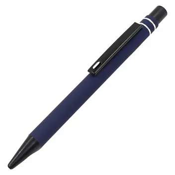 Ручка металева 'IDZI' soft-touch Серебристый Синий Черный 15553-06
