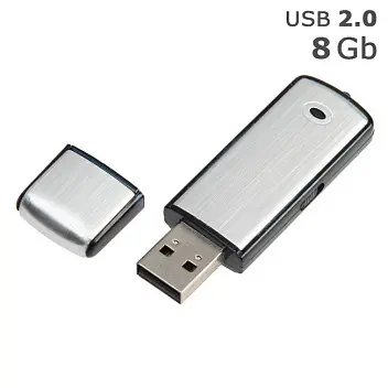 Флешка 8 Gb usb 2.0 Серебристый Черный 1405-01