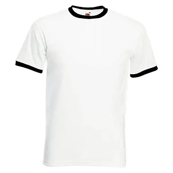Футболка чоловіча 'Fruit of the Loom' 'Ringer T' Черный Белый 5699-08