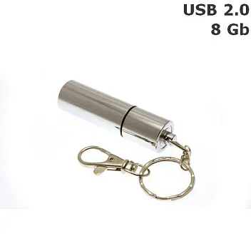Флешка Тубус металева 8 Gb USB 2.0 Серебристый 6117-01