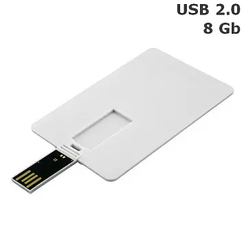 Флешка Кредитка пластикова 8 Gb USB 2.0 Белый 6047-01