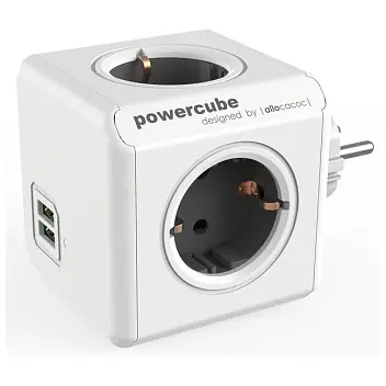 Зарядний пристрій PowerCube Original USB DE GREY Белый Серый 1537-04
