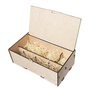 Коробка под бутылку и 3 рюмки Древесный 9040-01
