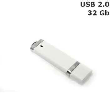 Флешка пластиковая 32 Gb USB 2.0 Серебристый Белый 6096-04