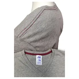 Футболка 'JHK' 'URBAN V-NECK' GREY MELANGE - BURGUNDY