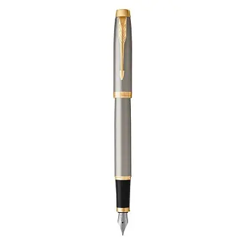 Ручка пір'яна 'Parker' IM 17 Brushed Metal GT FP F Черный Серый Золотистый 10016-01