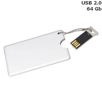 Флешка 'Metal Credit Card' 64 Gb USB 2.0 Серебристый 15521-01