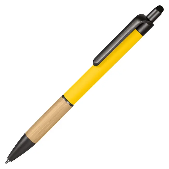 Ручка-стилус металлическая 'Vido' Желтый Древесный Черный 15266-02